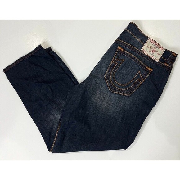 True Religion Bobby Relaxed Baggy Thick Stitch Dark Wash Jeans 40" x 32"